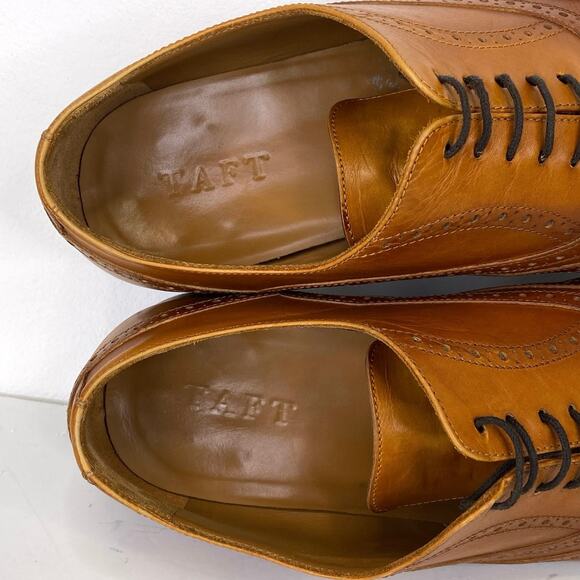 TAFT The Beck Handcrafted Brogue Wingtip Leather Dress Shoe Burnt Honey Mens 10 - Picture 9 of 13